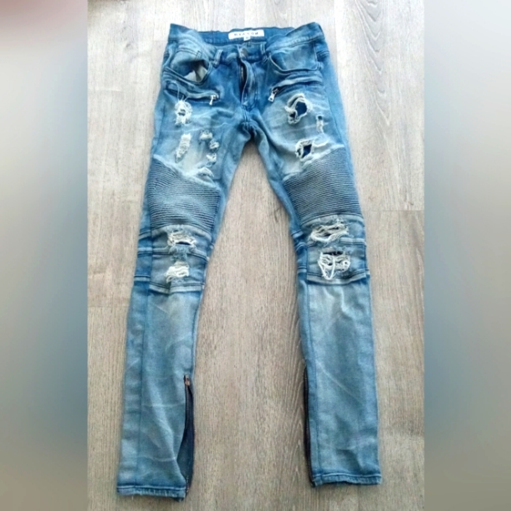 Reason Men's Distressed Blue Jeans